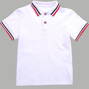 中小学生校服儿童短袖 体恤夏季 T恤纯棉夏装 幼儿园园服白色POLO衫