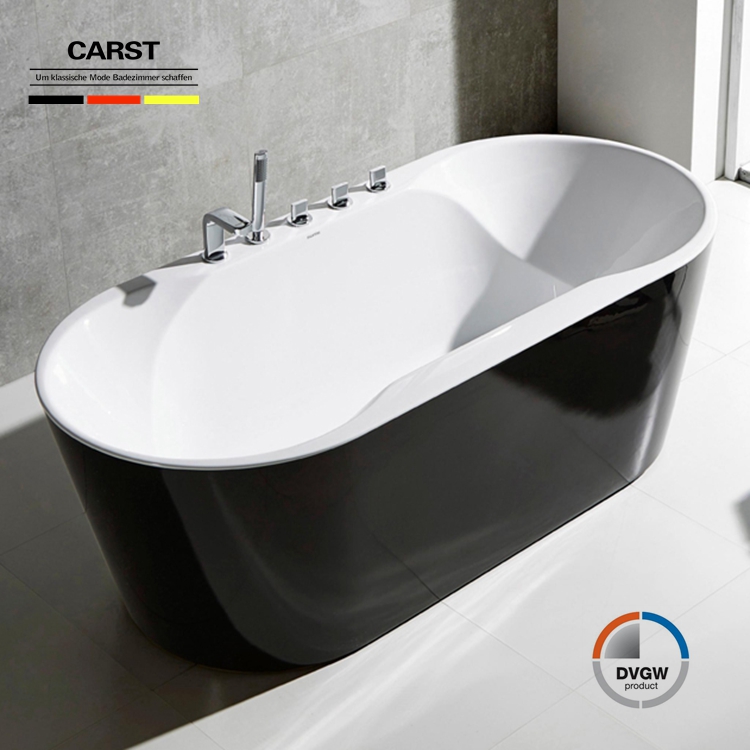 浴缸家用亚克力黑色椭圆形一体免安装 成人浴盆 德国CARST独立式
