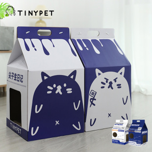 Tinypet牛奶盒猫抓板 猫屋瓦楞纸猫窝耐磨猫爪板纸箱猫窝猫猫玩具