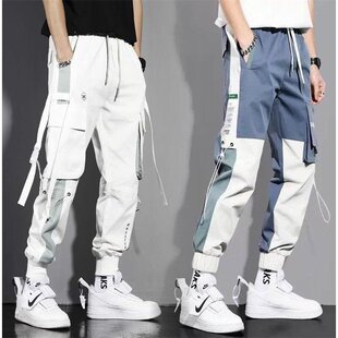 韩版 子男士 裤 2021新款 潮流宽松运动九分冰丝薄款 休闲长裤 夏季 工装