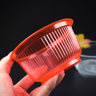 一次性塑料碗红色加厚碗结婚酒席家用透明小吃碗无盖圆形吃饭汤碗