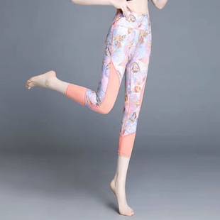 网纱瑜伽裤 女薄款 夏速干白色收腹彩色提臀运动七分花色高腰健身裤