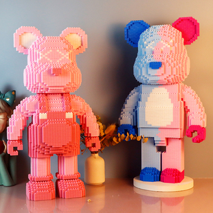 微小颗粒拼装 积木拼图益智玩具成人3D女生男孩超大暴力熊模型摆件