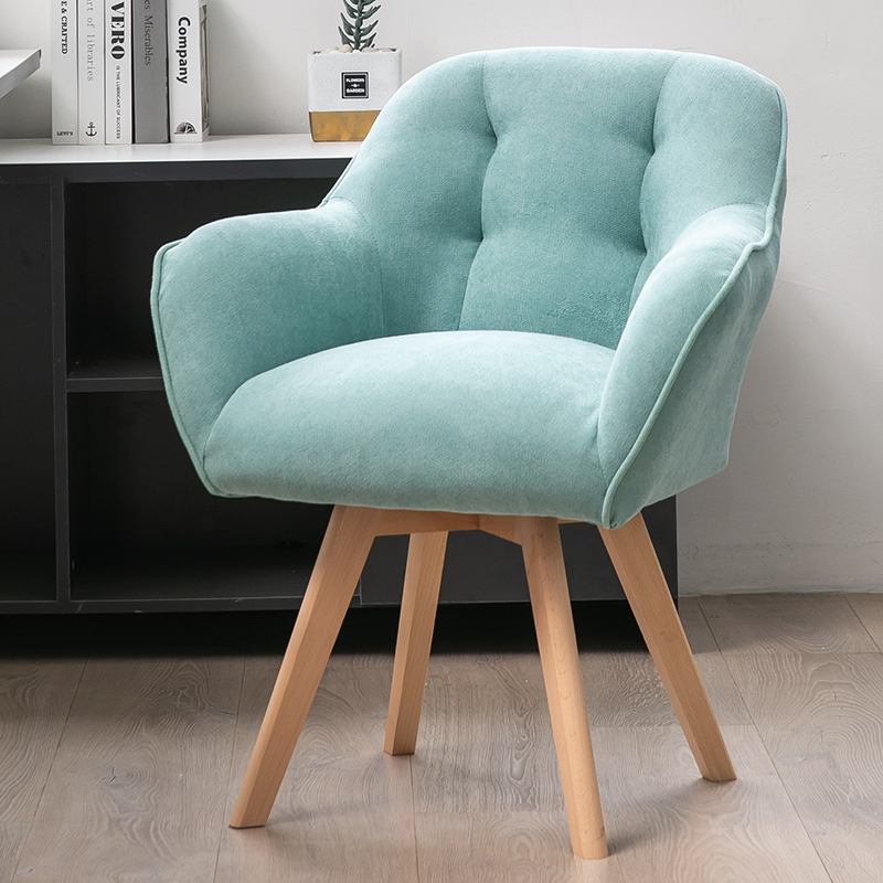 北欧电脑椅时尚 简约书桌书房单人沙发椅实木脚办公椅子舒适靠背凳