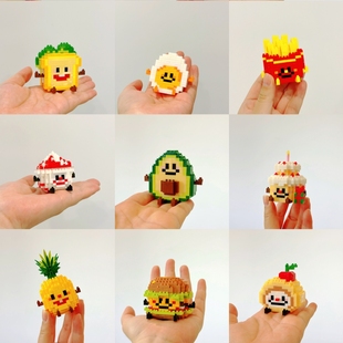汉堡薯条水果积木小颗粒益智拼装 玩具男生女孩子立体拼图学生礼品