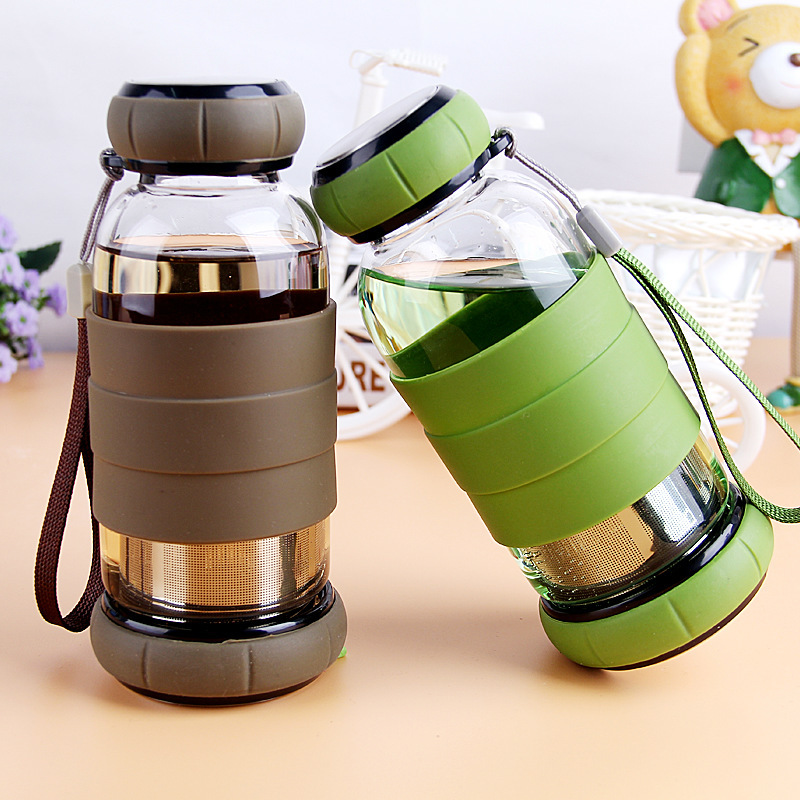 韩国清新可爱便携套茶漏隔离茶叶潮流水杯女夏天用 防摔玻璃防爆