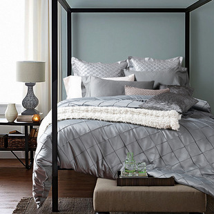 现代简约样板房间床品多四件套高端别墅轻奢风灰白色软装 床上用品