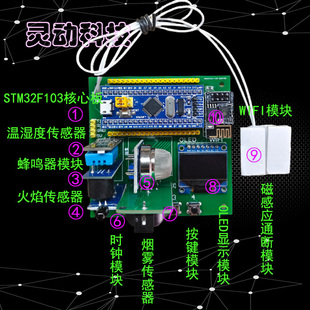 基于STM32单片机智能家居安防系统防火防盗无线远程监控设计套件