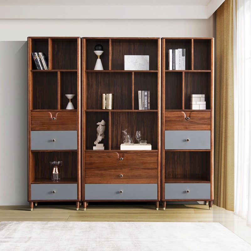 致典书架落地书柜组合北欧现代简约实木家具轻奢意式 极简实木书柜