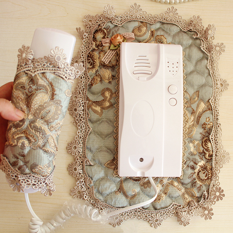刺绣蕾丝对讲机可视电话罩 欧式 装 门铃套防尘罩 饰墙贴布艺保护套