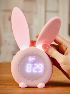 可爱兔子智能小闹钟2023新款 学生儿童专用女孩闹铃静音起床神器