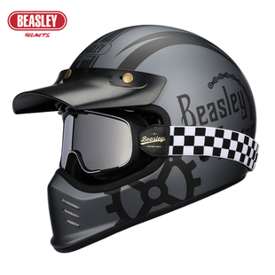 BEASLEY比斯力复古头盔男摩托车巡航拉力盔四季 通用机车全盔 新款