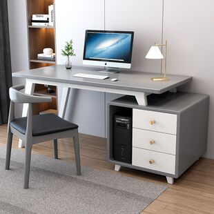 高档富饶地带全实木书桌书柜一体简约台式 电脑办公桌家用卧室写字