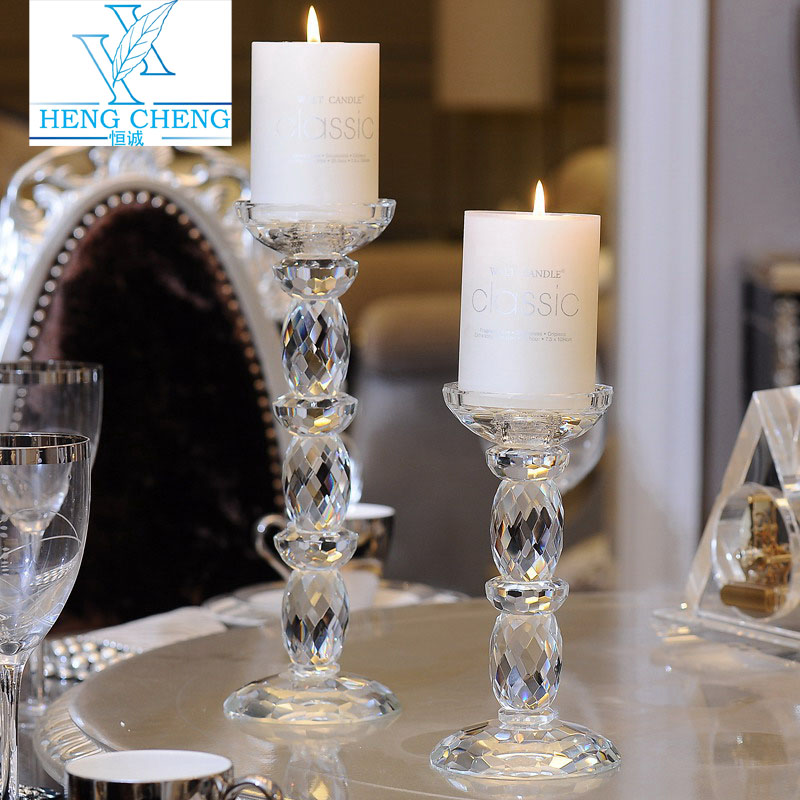 水晶玻璃蜡烛台烛光晚餐婚庆婚礼烛台道具餐桌装 饰烛台摆件 欧式