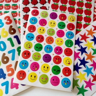 韩国款 创意文具用品 小学生幼儿园奖品贴片 笑脸苹果等贴纸