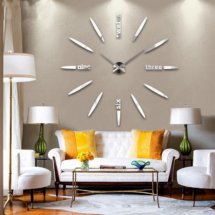 免打孔挂钟 创意静音DIY个性 现代简约超大欧式 装 饰墙贴客厅钟 时尚