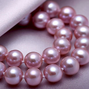 奢华珠宝级 天然珍珠项链 正圆 极亮泽正品 10mm 送妈妈 纯紫色9
