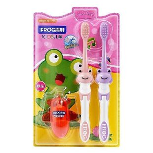 FROG 宝贝系列119B儿童牙刷2支纤细软毛卡通手.柄小刷头3 青蛙