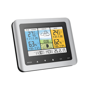 多功能彩屏气象站家用无线电子温湿度计室内外高精度天气挂表闹钟
