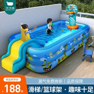 家用充气游e泳池婴幼儿童可折叠户外游泳桶大人小孩滑梯加厚戏水