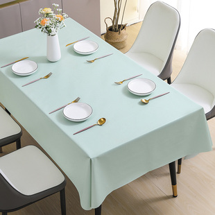 桌布免洗防水防油餐桌垫布纯色高级感茶N几餐布长方形客厅家用