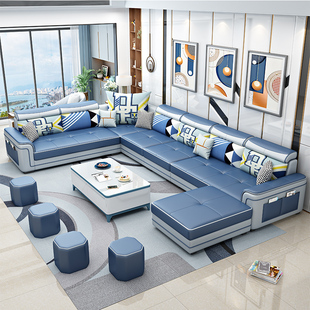 现代简约北欧大小户m型免洗科技布沙发 客厅家用布艺沙发转角组合