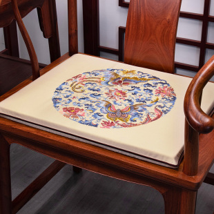 新中式 红木沙发坐垫布艺绣花沙发椅垫1109太师椅红木圈椅垫子定制