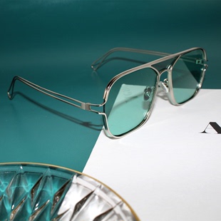 超酷概念双色飞行员式 眼镜设计感彩色镂空方框墨镜可配近视太阳镜
