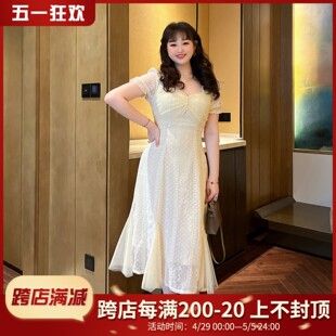 高级感法式 女装 桔梗超仙气质显瘦减龄连衣裙 2024年新款 GLEC大码