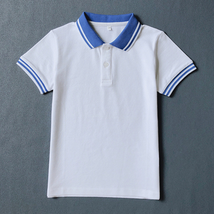 校服白色T恤男女童纯棉上衣学生校服POLO衫 新款 2022夏季 儿童短袖