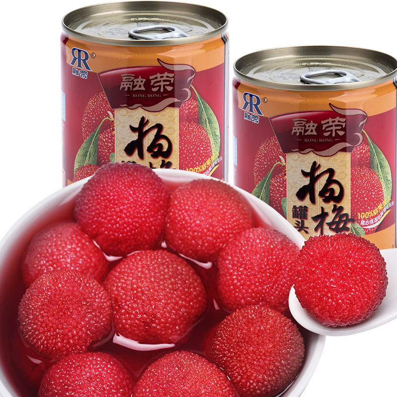 融荣糖水杨梅罐头果肉新鲜水果罐头食品312g 6罐整箱休闲零食 包邮