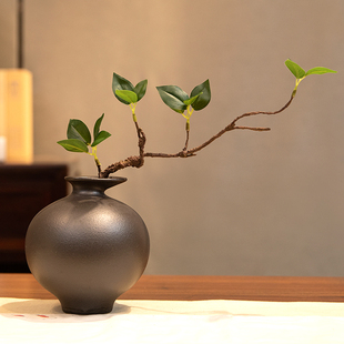 中式 仿真创意花瓶绿植插花日式 樱花茶室茶几禅意摆件桌面假花装 饰