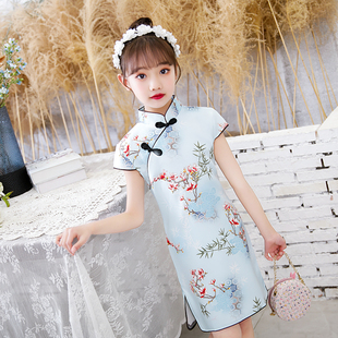 女童旗袍夏季 中国风儿童洋气复古连衣裙薄款 小女孩公主唐装 演出服