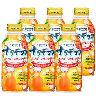 日本进口SANGARIA三佳利芒果香橙椰果味果肉果汁饮料380g 瓶