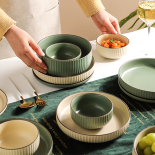舍里北欧碗碟套装 家用简约创意碗盘陶瓷饭碗汤碗面碗菜盘子ins风