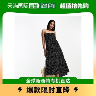 香港直邮潮奢 ASOS 女士设计背部开口层叠高低下摆斑点长款 连衣裙
