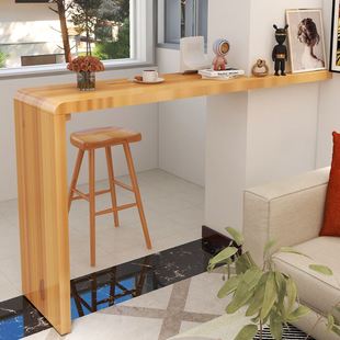 实木吧台桌家用垭口隔断阳台休闲小吧台现代简约沙发边靠墙长条桌