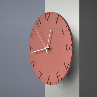 客厅家用时尚 挂钟简约静音钟表 久处不厌水泥创意北欧时钟ins个性