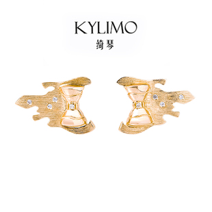 KYLIMO 时轴系列 原创设计沙漏k金钻石耳钉耳环高级生日礼物