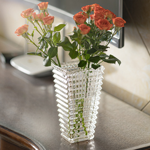 北欧轻奢水晶透明玻璃花瓶摆件客厅水养鲜花玫瑰百合插花创意装 饰