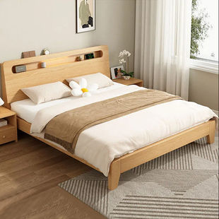 床双人床实木床现代简约1.5米主卧1.8家用北欧经济出租屋单人床架