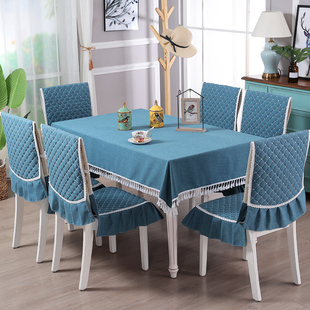 新纯色餐桌布餐椅垫椅套椅垫套装 家用现代简约布艺套罩椅子垫通用