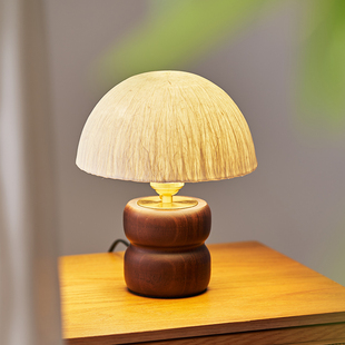 日式 诧寂风台灯书房卧室氛围灯创意实木宣纸手工中古风民宿小台灯