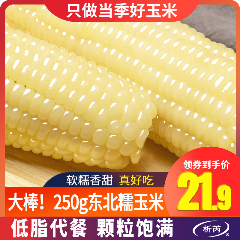 析芮东北玉米糯玉米真空包装 新鲜白玉米棒软甜糯黏粘苞米低脂代餐