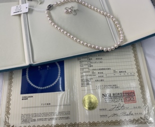 8.5mm附日本大证纯银配件正圆极微瑕 日本akoya珍珠项链套装