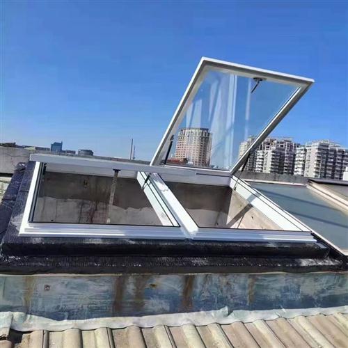 北京电动铝合金天窗斜屋顶玻璃阳光房断桥铝天窗别墅天井采光天窗