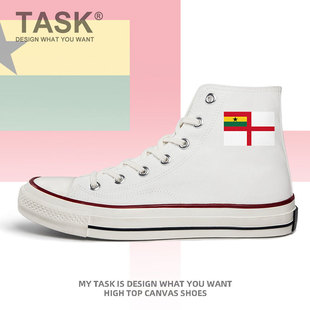无界 子设 男女学生板鞋 加纳Ghana海军高帮帆布鞋 夏保卫部队国家鞋