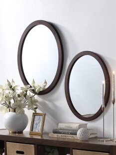 北欧轻奢镜子简约椭圆形壁挂镜家用复古洗手间高清镜子卧室梳妆镜