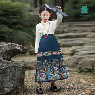 马面裙儿童套装 秋冬明制改良中式 半身裙两件套童装 中国风汉服女童