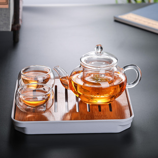 迷你小茶壶 耐热玻璃花茶壶 透明功夫茶具套装 过滤泡茶器家用小号